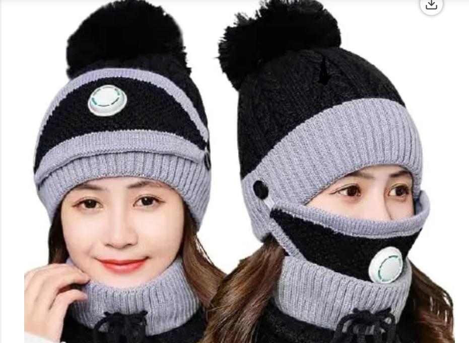 Dazzip Winter Knit Beanie Cap & Neck Warmer Set (Unisex)